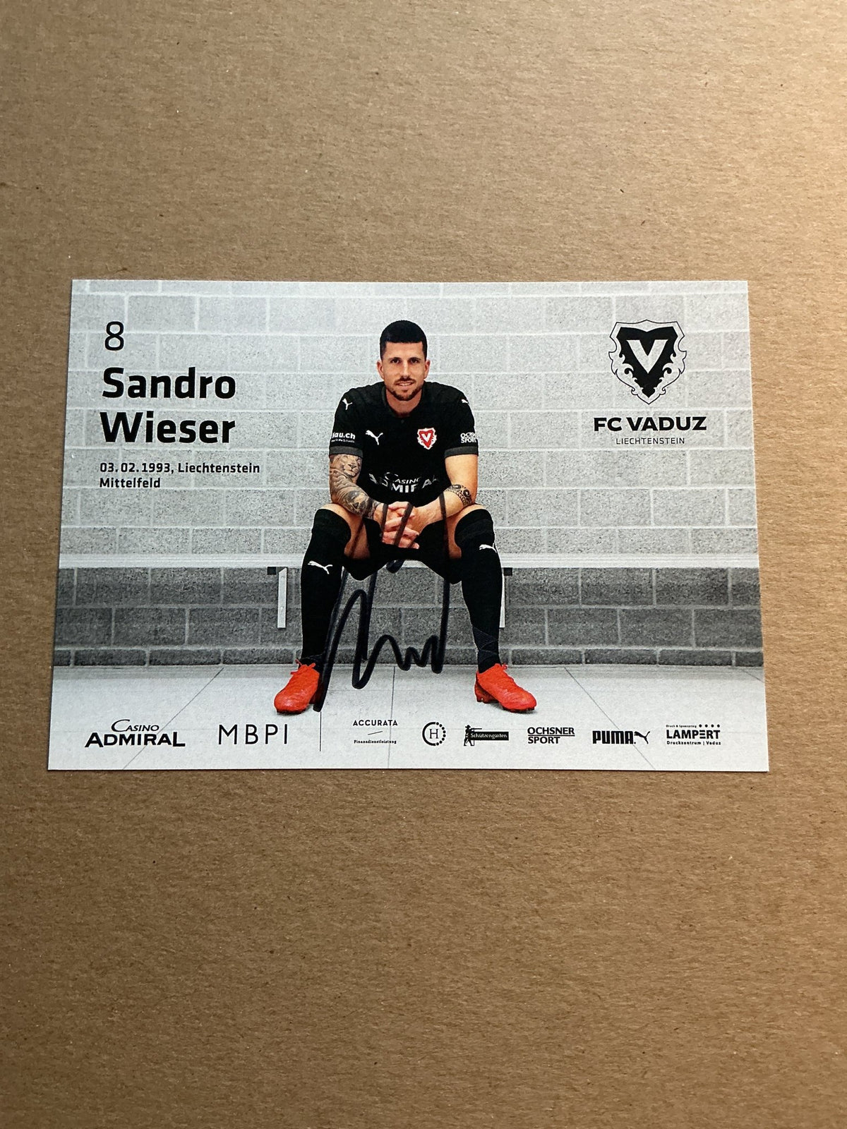 Sandro Wieser, Liechtenstein 🇱🇮 FC Vaduz 2021/22 hand signed - Autographs-World