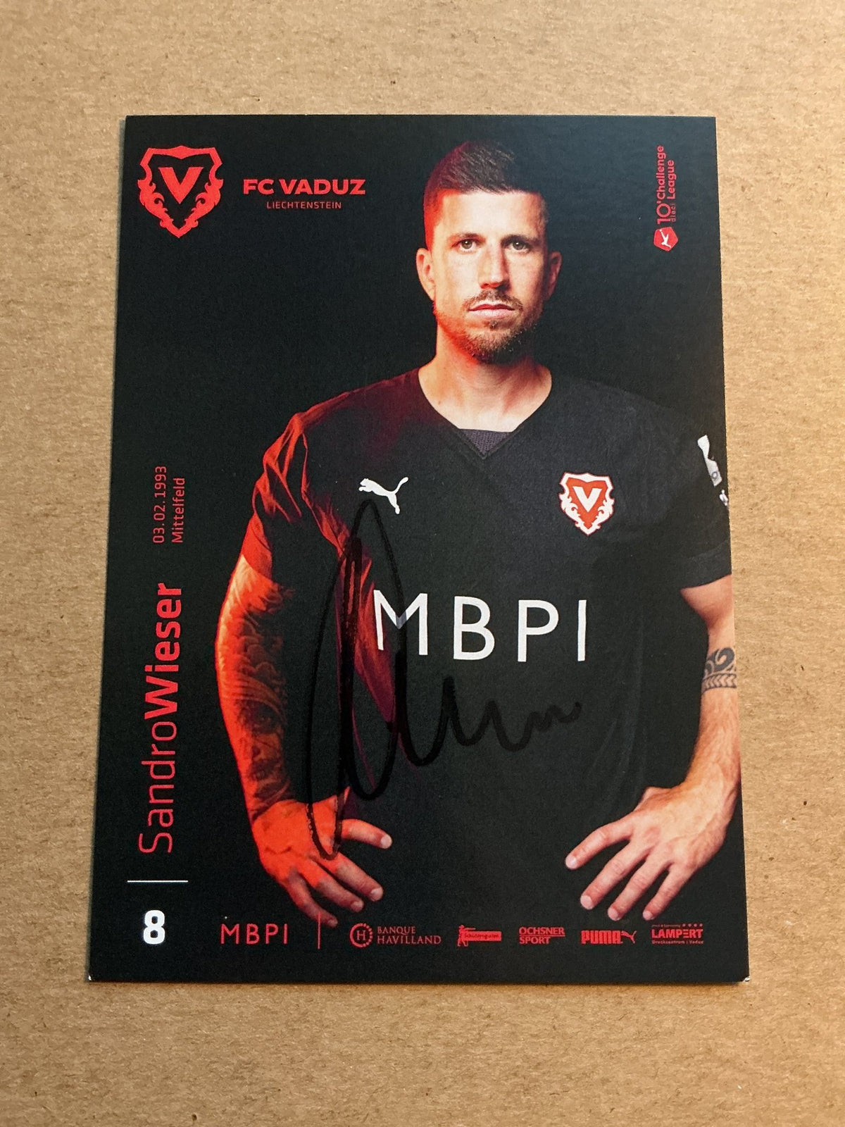 Sandro Wieser, Liechtenstein 🇱🇮 FC Vaduz 2022/23 hand signed - Autographs-World