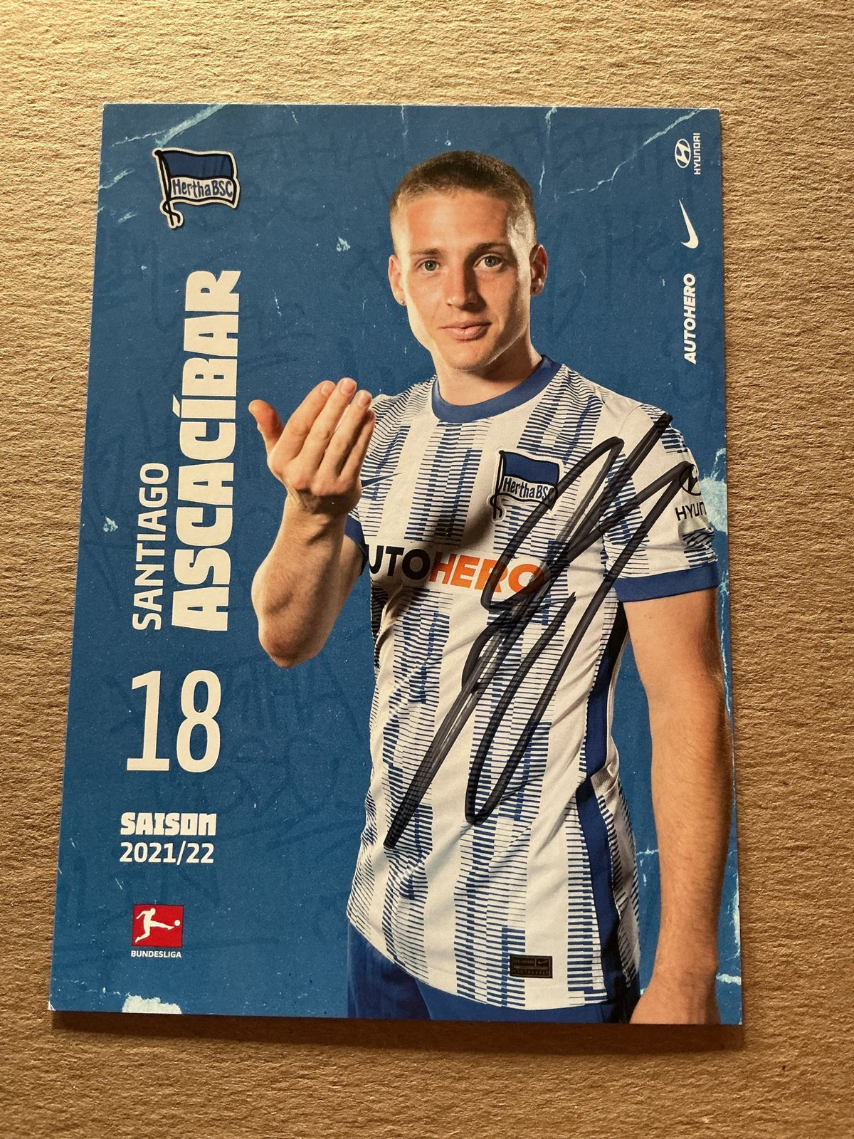 Santiago Ascacíbar, Argentina 🇦🇷 Hertha BSC Berlin 2021/22 hand signed - Autographs-World