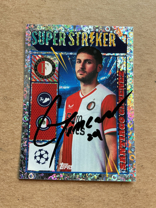 Santiago Gimenez, Mexico 🇲🇽 Feyenoord Rotterdam 2023/24 Topps hand signed - Autographs-World