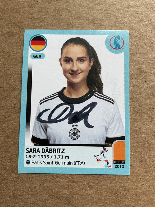 Sara Däbritz, Germany 🇩🇪 UEFA Women’s Euro Cup 2022 Panini hand signed - Autographs-World