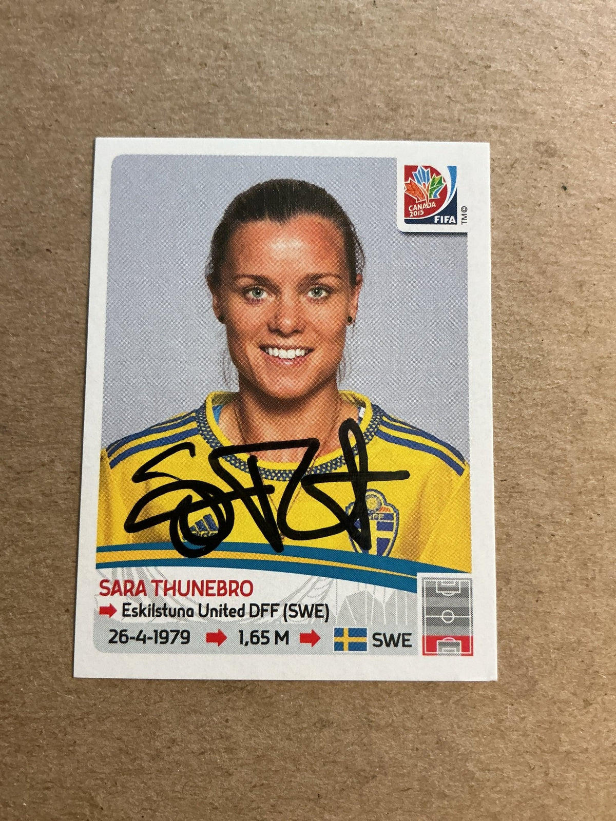Sara Thunebro, Sweden 🇸🇪 FIFA Women’s World Cup 2015 Panini hand signed - Autographs-World