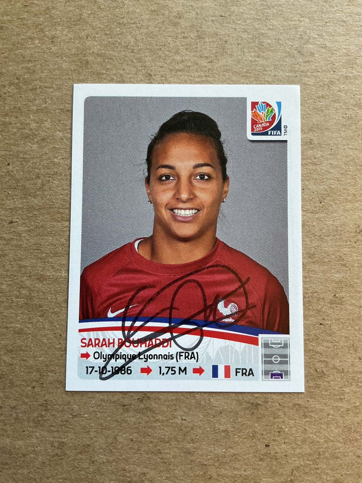 Sarah Bouhaddi, France 🇫🇷 FIFA Women’s World Cup 2015 Panini hand signed - Autographs-World