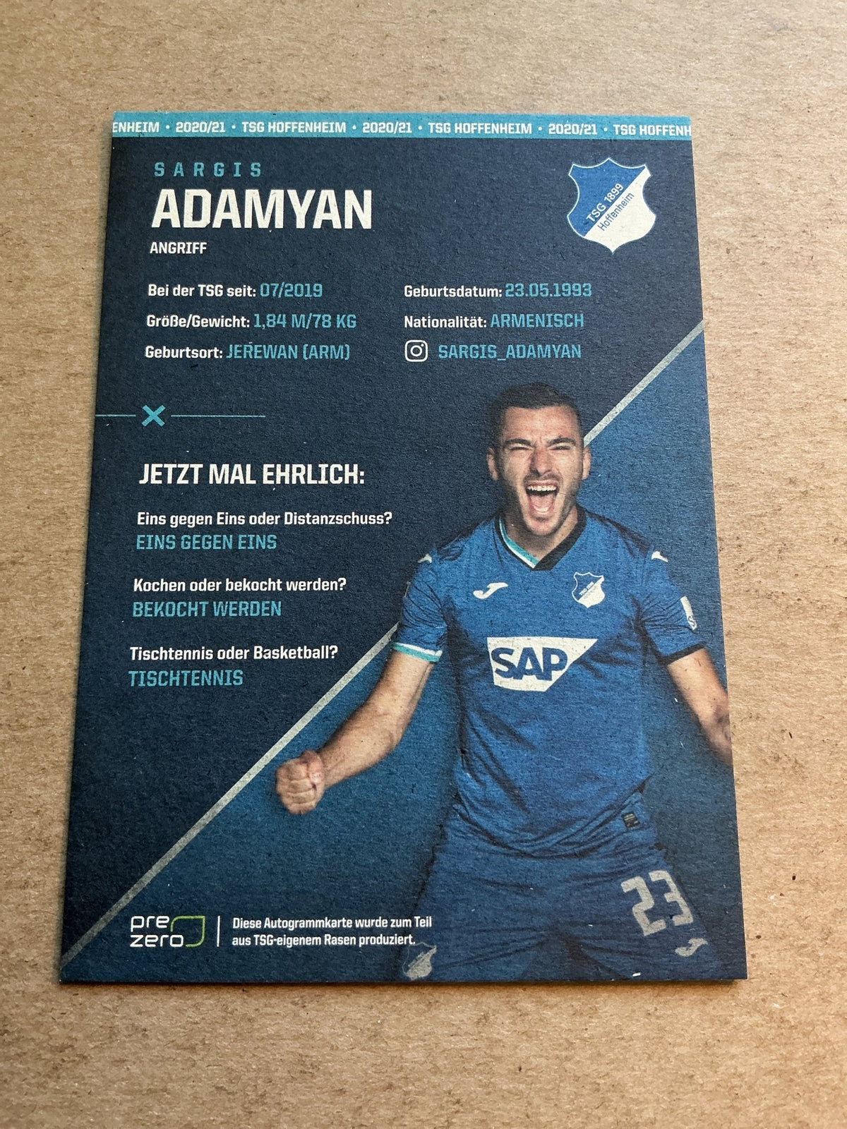 Sargis Adamyan, Armenia 🇦🇲 TSG 1899 Hoffenheim 2020/21 hand signed - Autographs-World