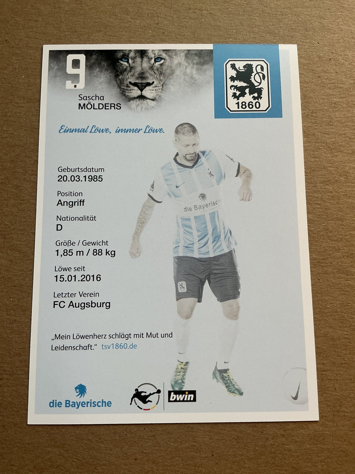 Sascha Mölders, Germany 🇩🇪 TSV 1860 München 2021/22 hand signed - Autographs-World