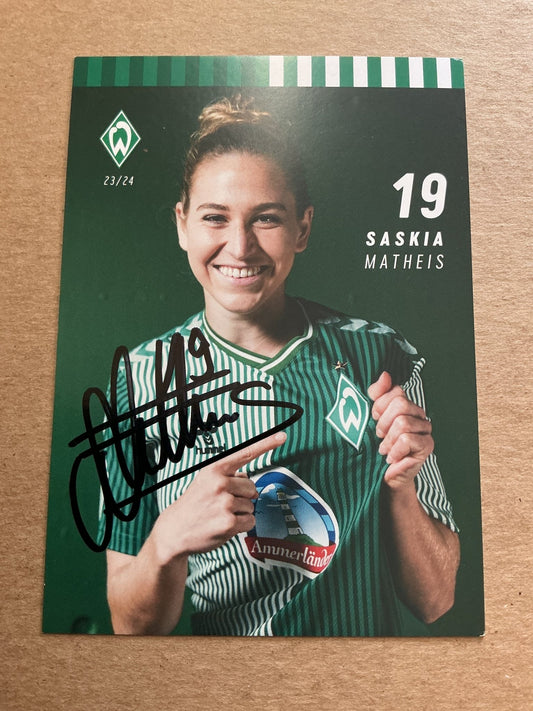 Saskia Matheis, Germany 🇩🇪 SV Werder Bremen 2023/24 hand signed - Autographs-World