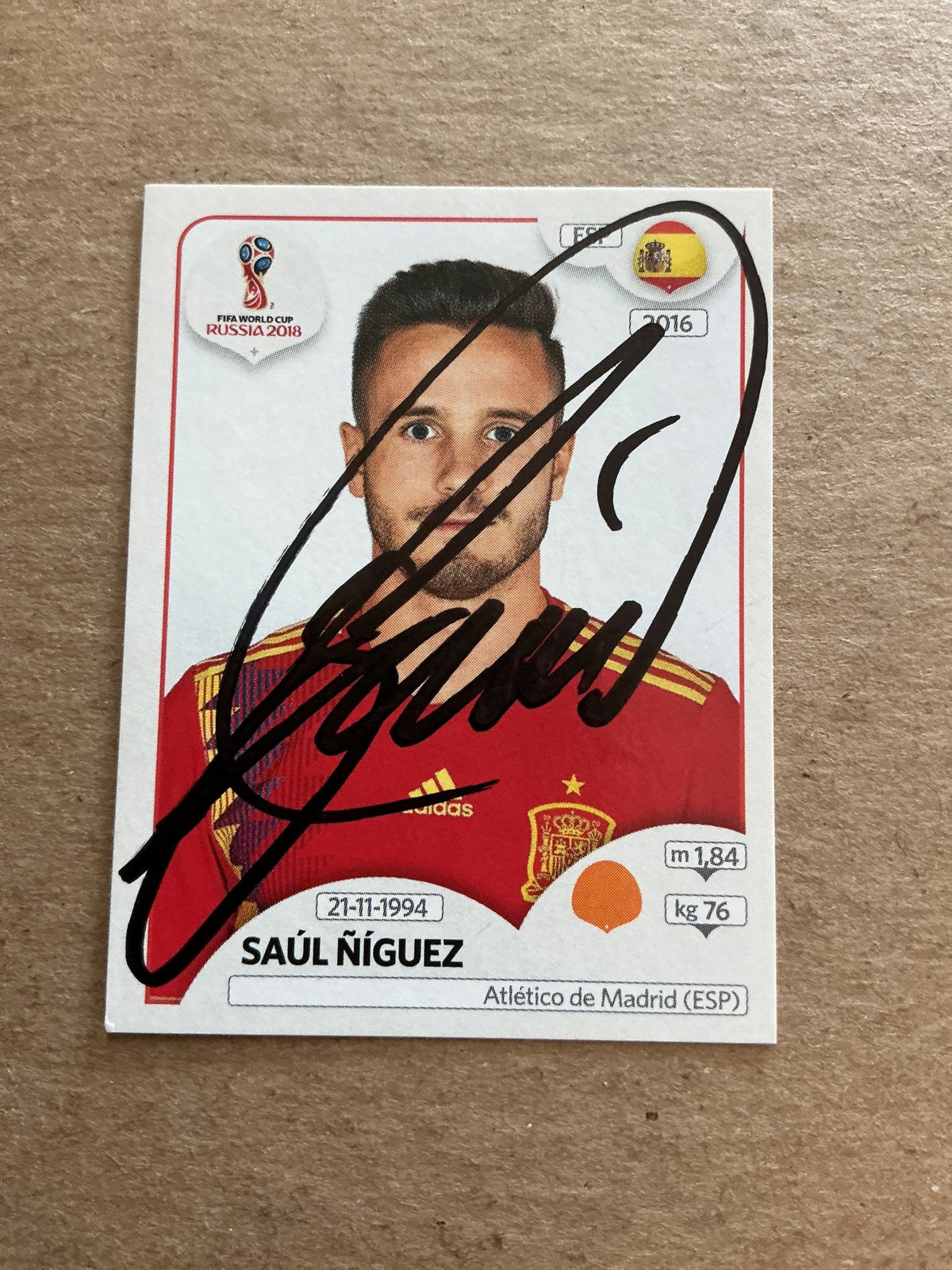 Saul Niguez, Spain 🇪🇸 FIFA World Cup 2018 Panini hand signed - Autographs-World