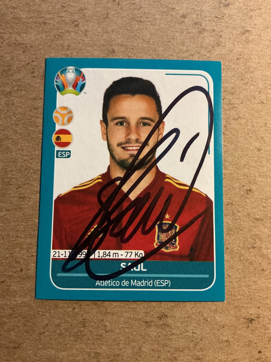 Saul, Spain 🇪🇸 UEFA Euro 2020 Panini hand signed - Autographs-World