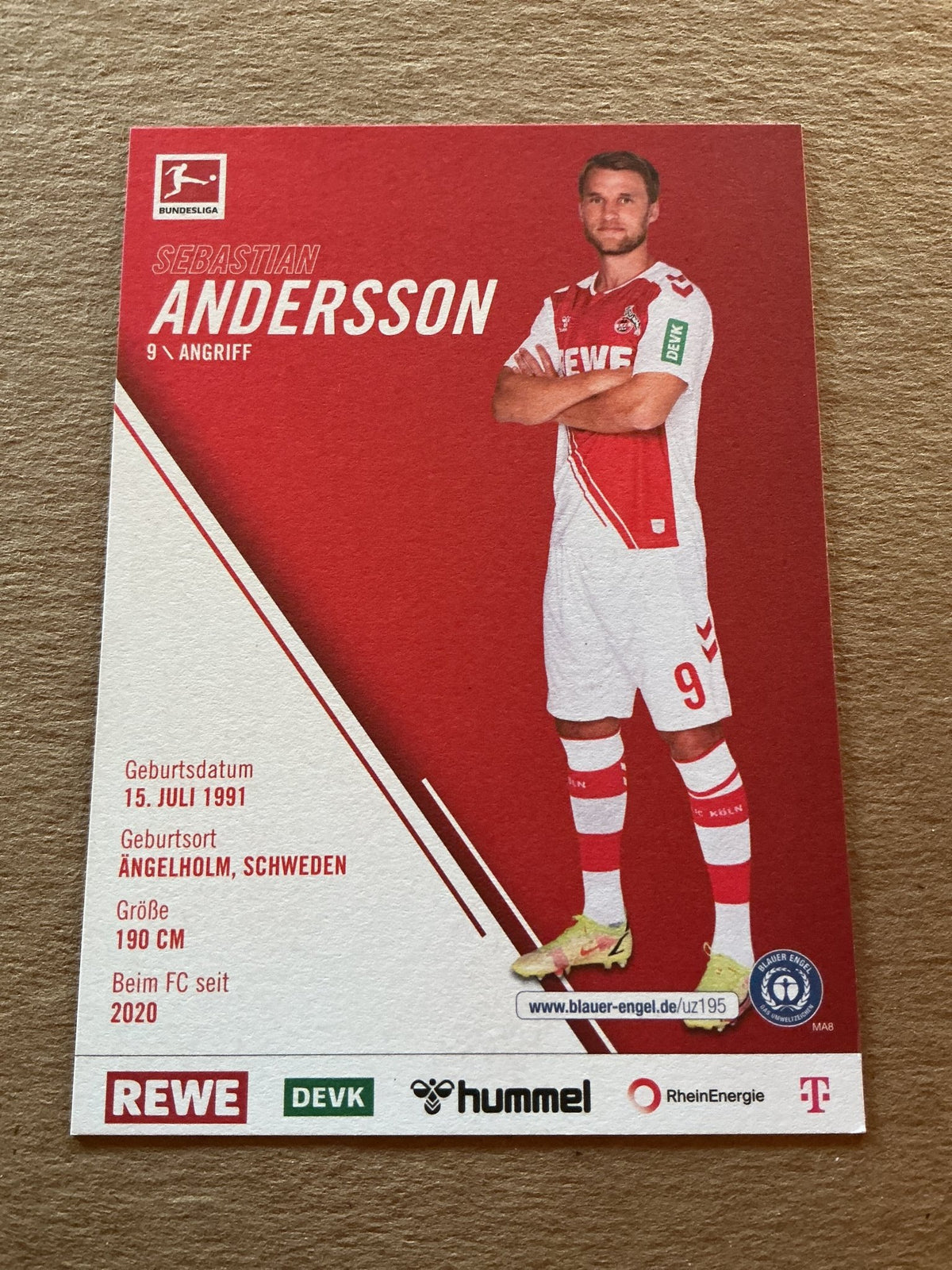 Sebastian Andersson, Sweden 🇸🇪 1.FC Köln 2022/23 hand signed - Autographs-World
