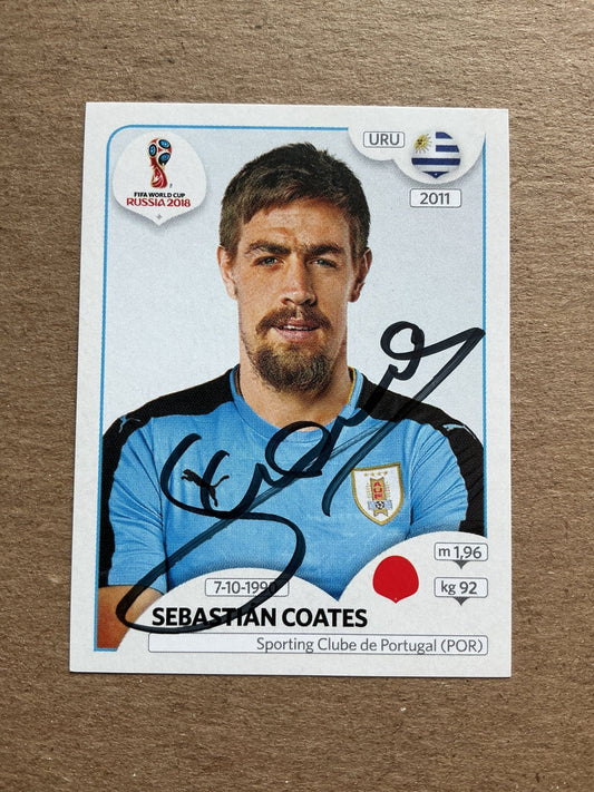 Sebastián Coates, Uruguay 🇺🇾 FIFA World Cup 2018 Panini hand signed - Autographs-World