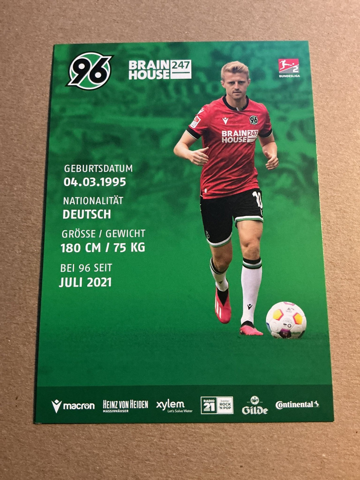 Sebastian Ernst, Germany 🇩🇪 Hannover 96 2023/24 hand signed - Autographs-World
