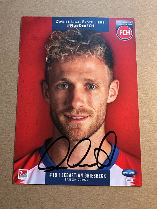 Sebastian Griesbeck, Germany 🇩🇪 1.FC Heidenheim 2019/20 hand signed - Autographs-World