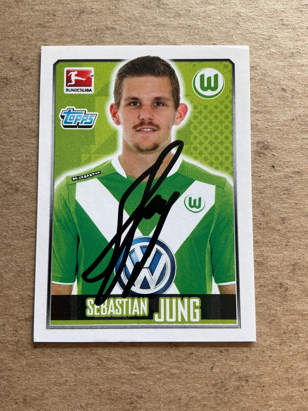 Sebastian Jung, Germany 🇩🇪 VfL Wolfsburg 2014/15 Topps hand signed - Autographs-World