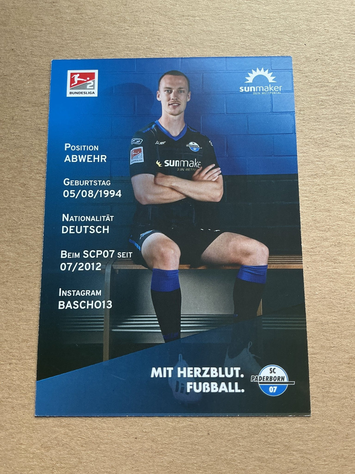 Sebastian Schonlau, Germany 🇩🇪 SC Paderborn 07 2020/21 hand signed - Autographs-World
