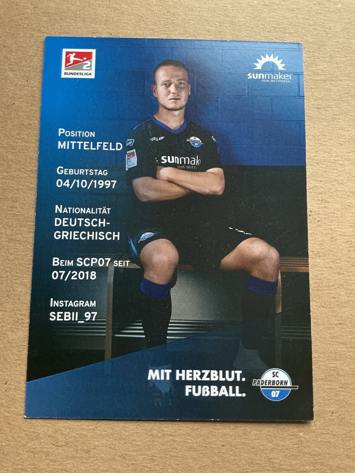 Sebastian Vasilliadis, Germany 🇩🇪 SC Paderborn 07 2020/21 hand signed - Autographs-World