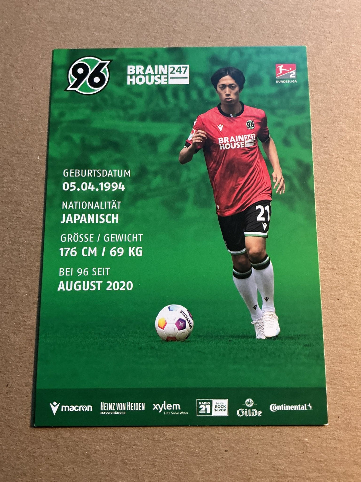 Sei Muroya, Japan 🇯🇵 Hannover 96 2023/24 hand signed - Autographs-World