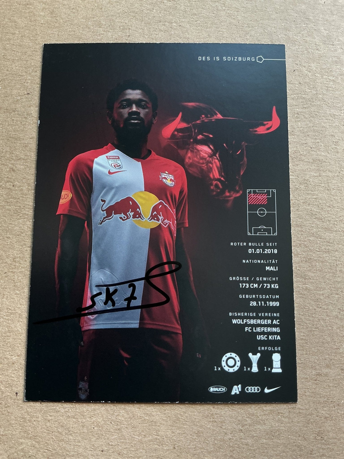 Sékou Koïta, Mali 🇲🇱 Red Bull Salzburg 2020/21 hand signed - Autographs-World