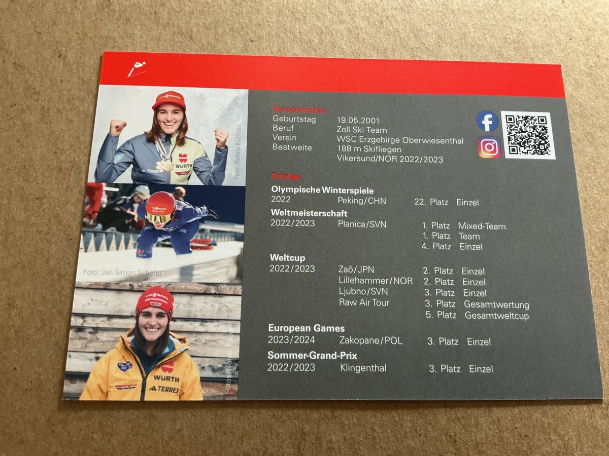 Selina Freitag, Germany 🇩🇪 Ski Jump Winter Sports 2024/25 hand signed - Autographs-World