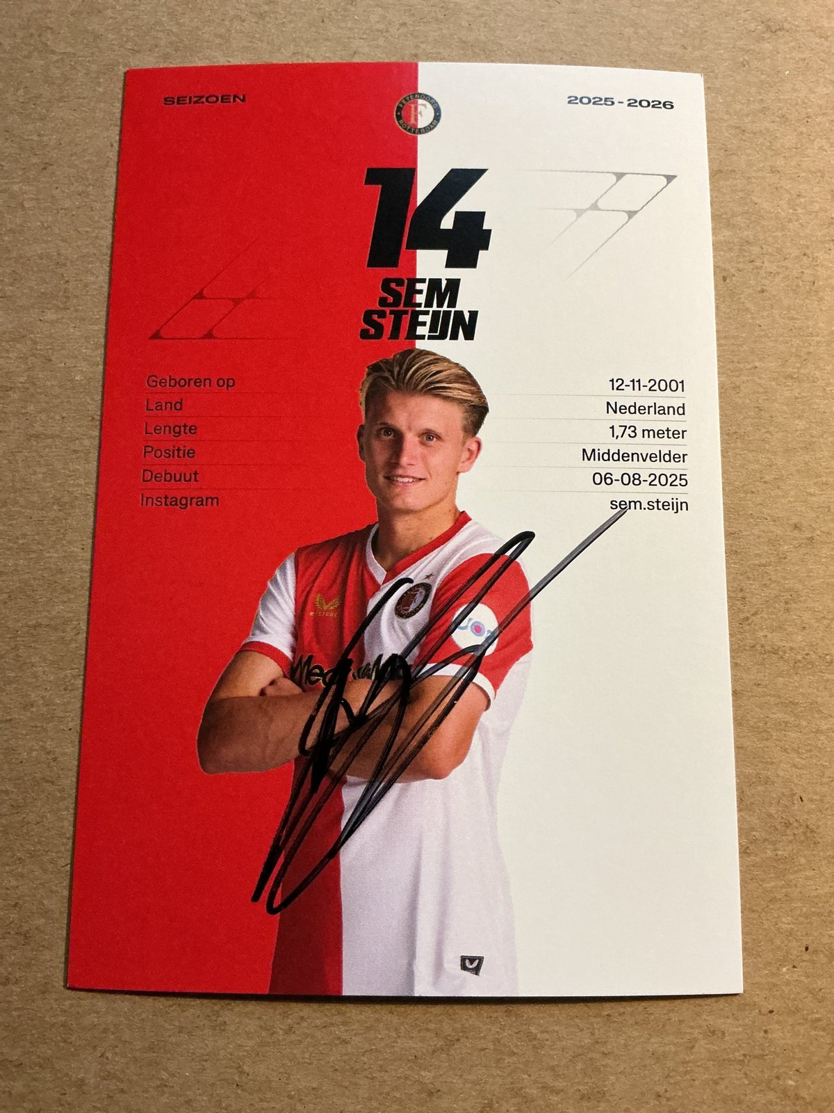 Sem Steijn, Netherlands 🇳🇱 Feyenoord Rotterdam 2025/26 hand signed - Autographs-World