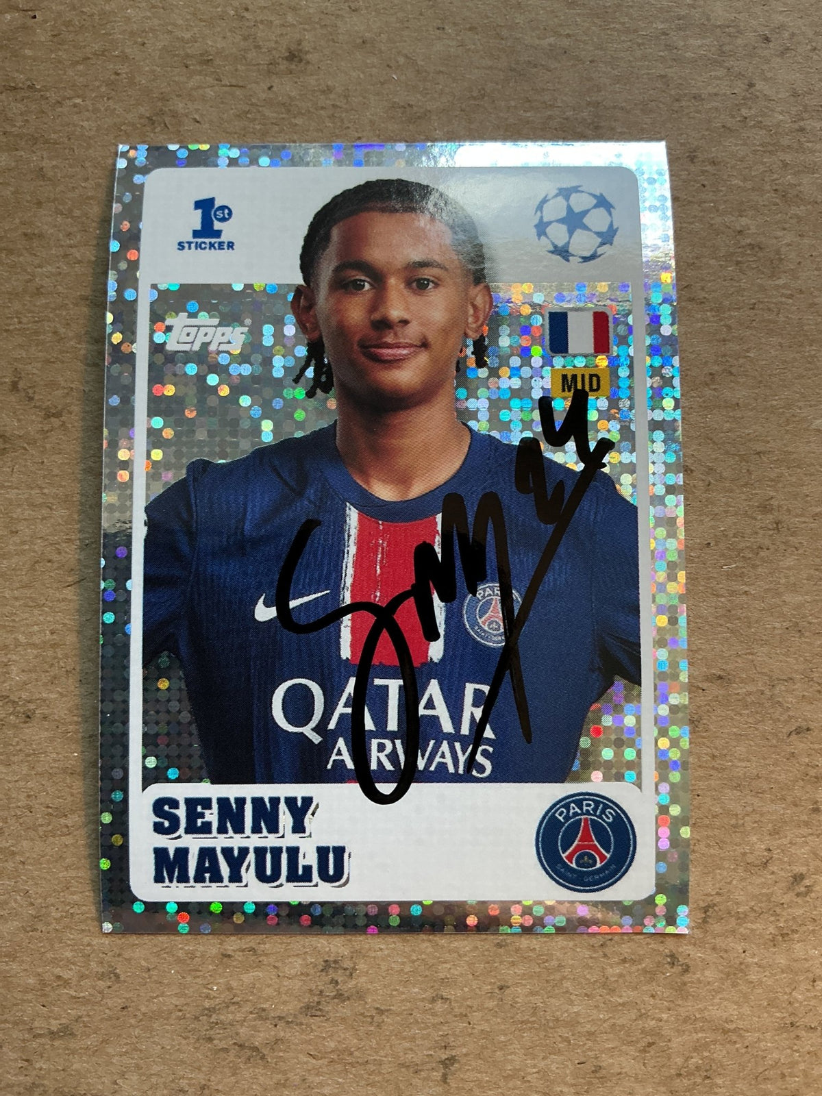 Senny Mayulu, France 🇫🇷 Paris Saint-Germain 2024/25 Topps hand signed - Autographs-World