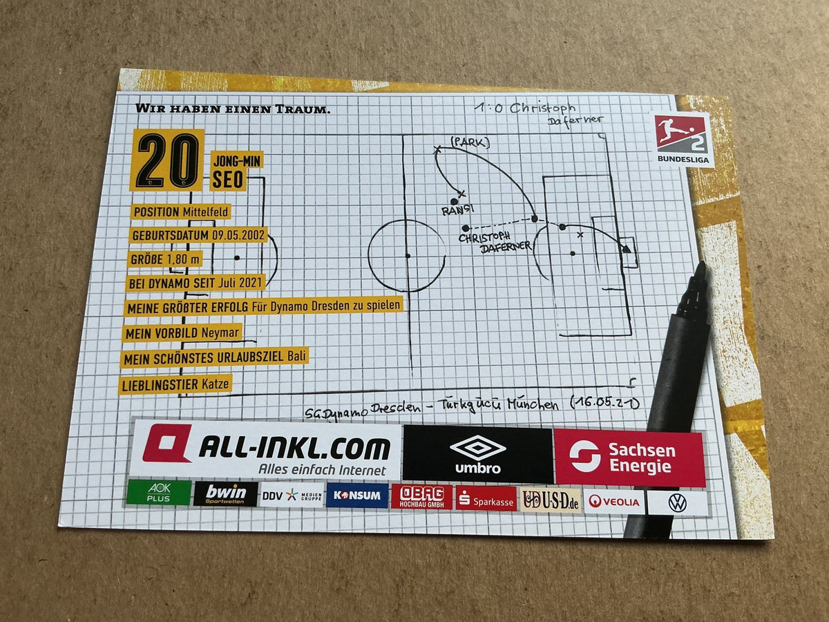 Seo Jong-min, South Korea 🇰🇷 Dynamo Dresden 2021/22 hand signed - Autographs-World
