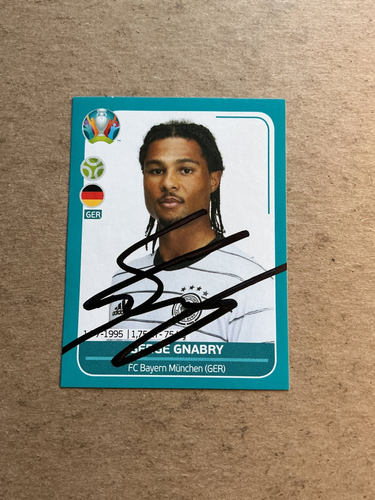 Serge Gnabry, Germany 🇩🇪 UEFA Euro 2020 Panini hand signed - Autographs-World