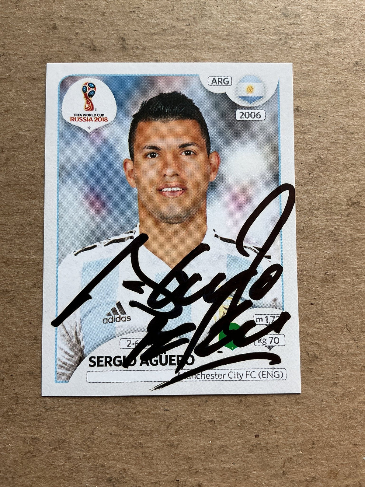 Sergio Agüero, Argentina 🇦🇷 FIFA World Cup 2018 Panini hand signed - Autographs-World
