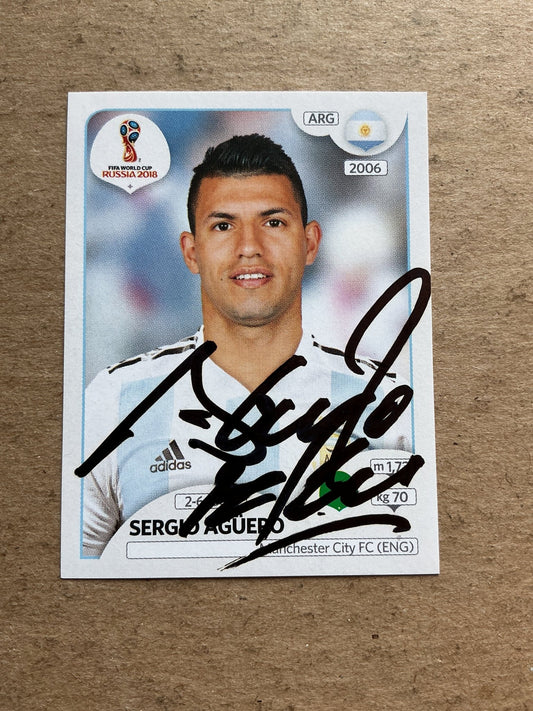 Sergio Agüero, Argentina 🇦🇷 FIFA World Cup 2018 Panini hand signed - Autographs-World