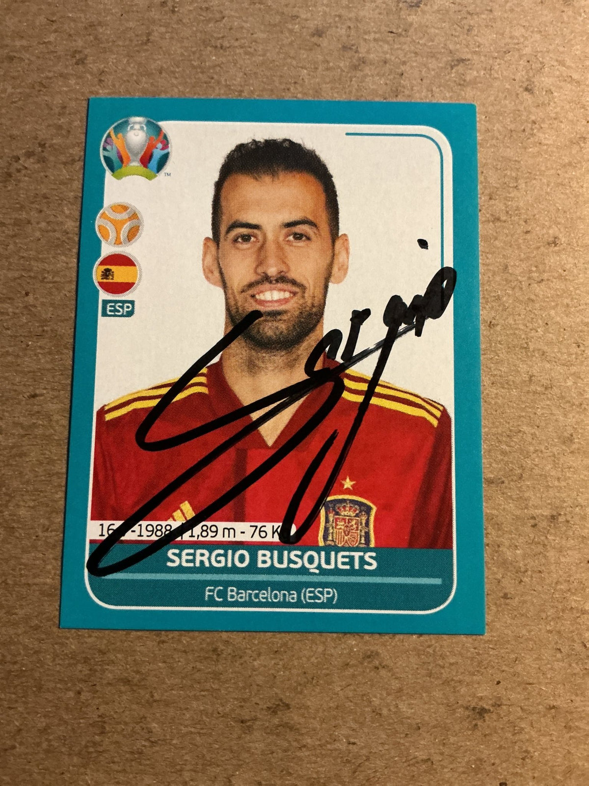 Sergio Busquets, Spain 🇪🇸 UEFA Euro 2020 Panini hand signed - Autographs-World