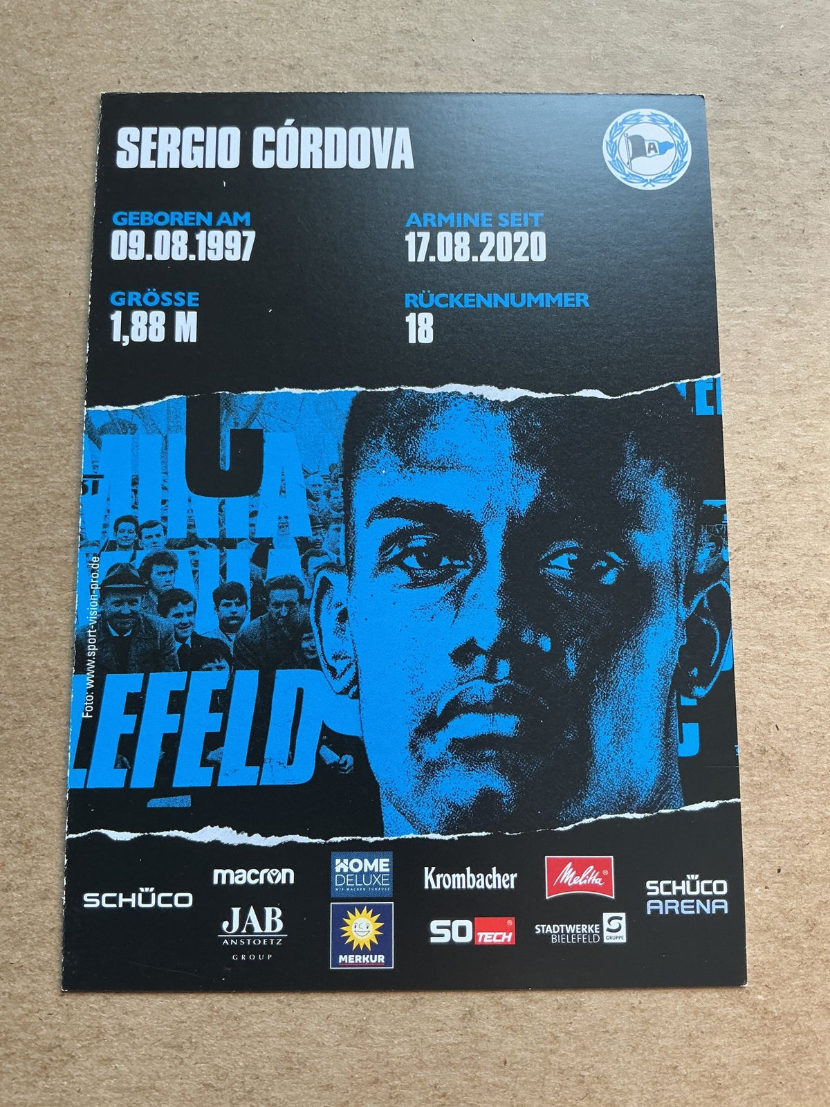 Sergio Córdova, Venezuela 🇻🇪 Arminia Bielefeld 2020/21 hand signed - Autographs-World