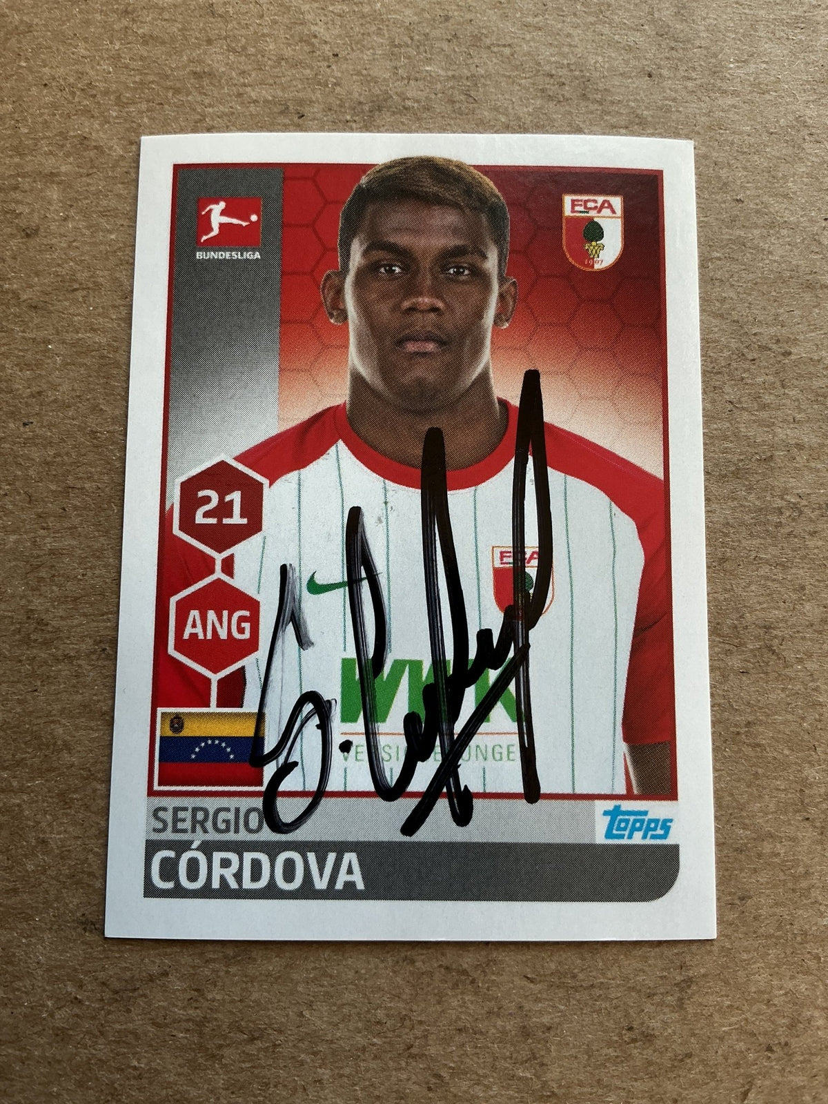 Sergio Córdova, Venezuela 🇻🇪 FC Augsburg 2017/18 Topps hand signed - Autographs-World