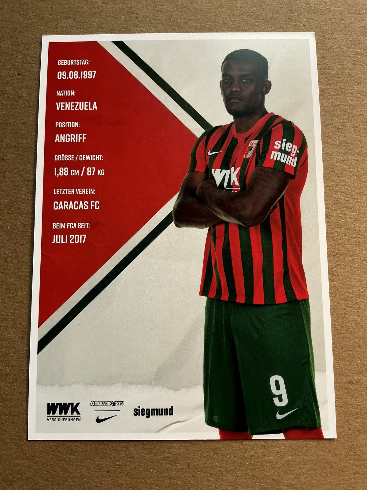 Sergio Córdova, Venezuela 🇻🇪 FC Augsburg 2021/22 hand signed - Autographs-World