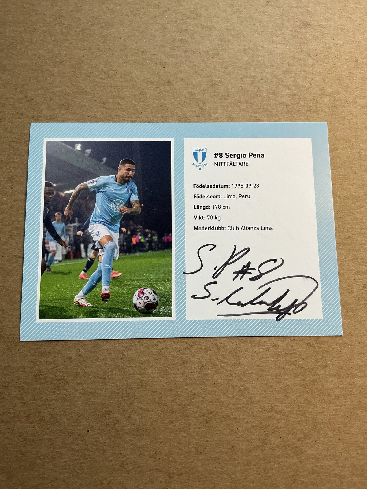 Sergio Peña, Peru 🇵🇪 Malmö FF 2022/23 hand signed - Autographs-World
