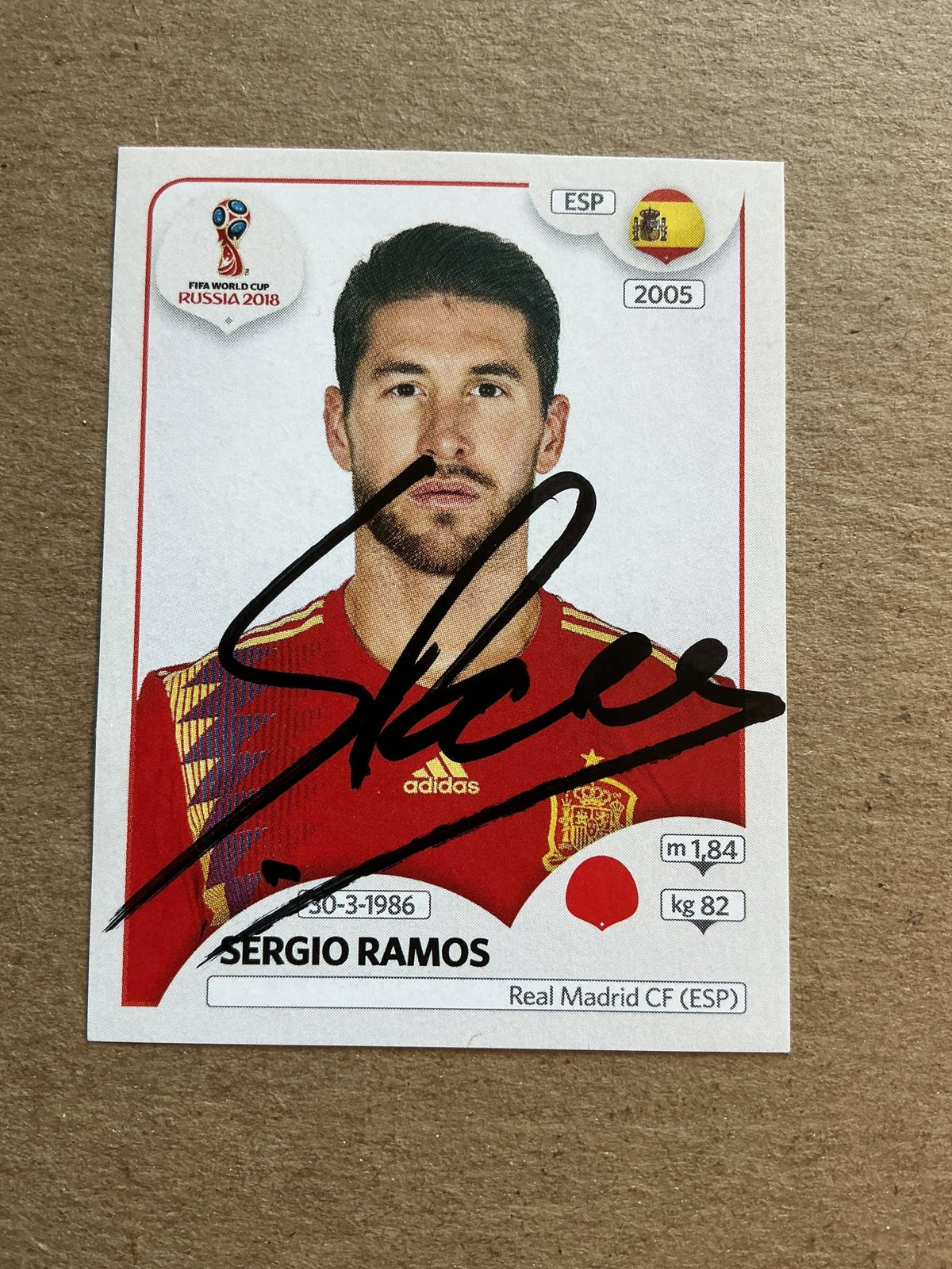 Sergio Ramos, Spain 🇪🇸 FIFA World Cup 2018 Panini hand signed - Autographs-World