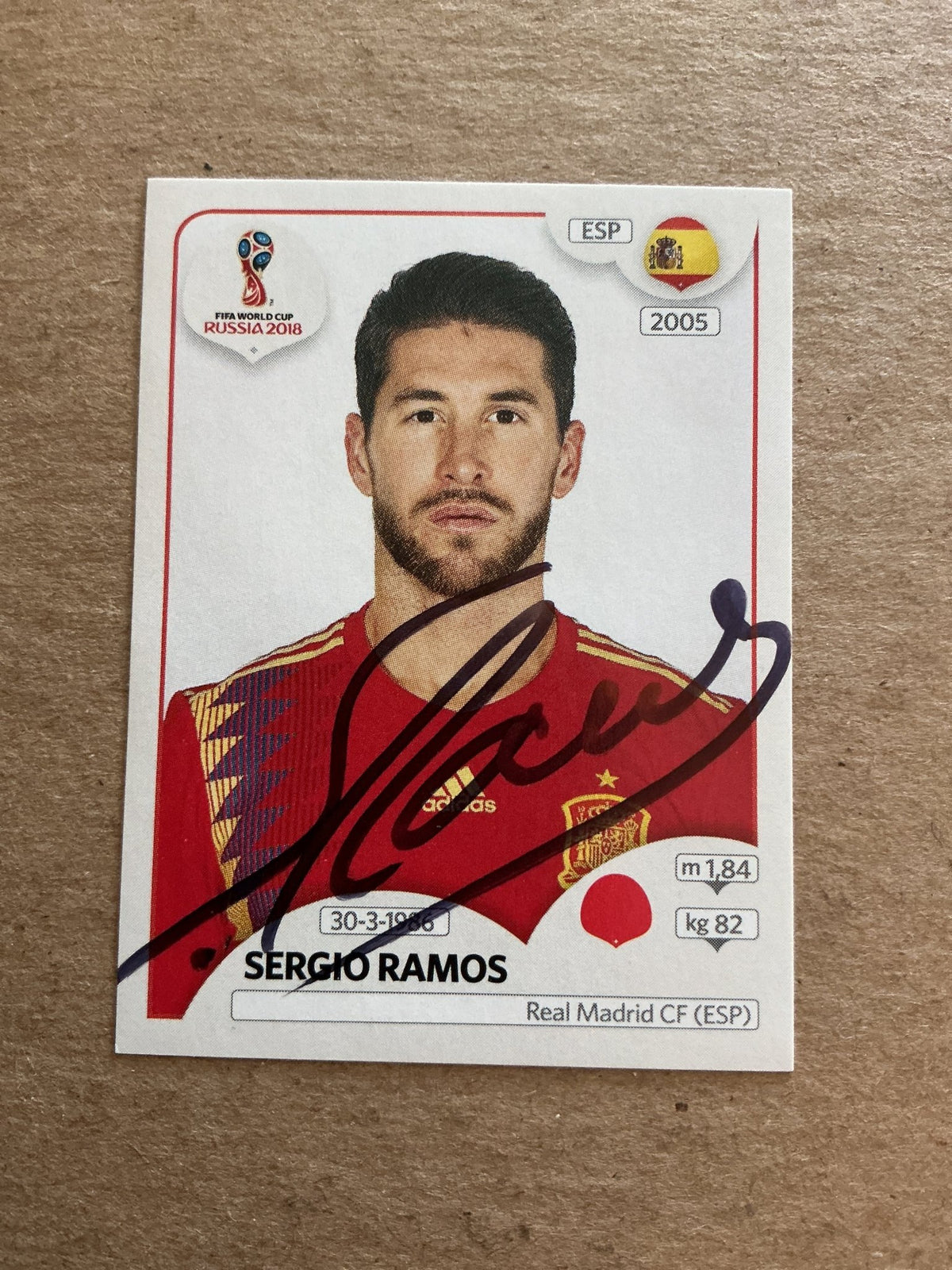 Sergio Ramos, Spain 🇪🇸 FIFA World Cup 2018 Panini hand signed - Autographs-World