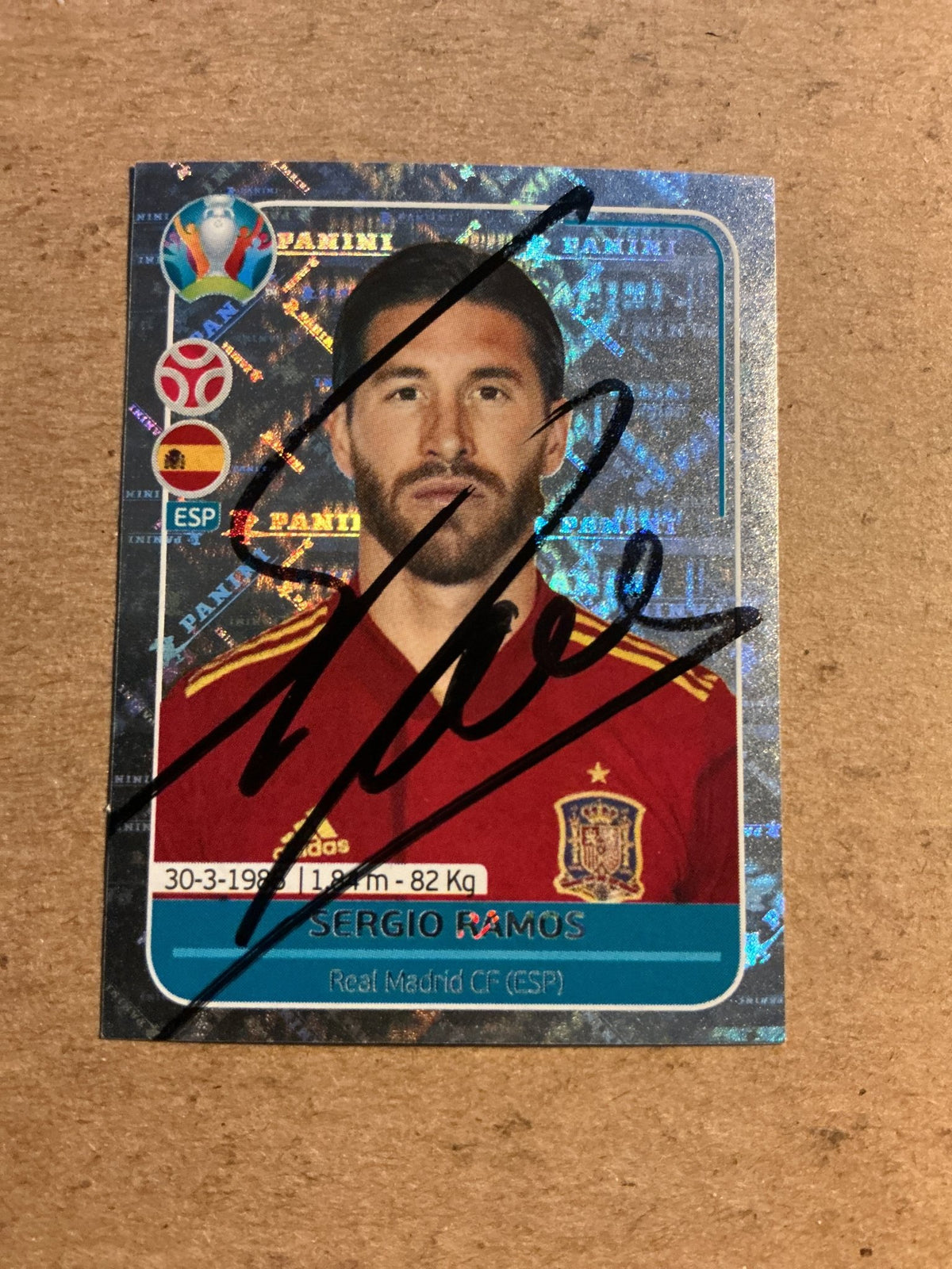 Sergio Ramos, Spain 🇪🇸 UEFA Euro 2020 Panini hand signed - Autographs-World