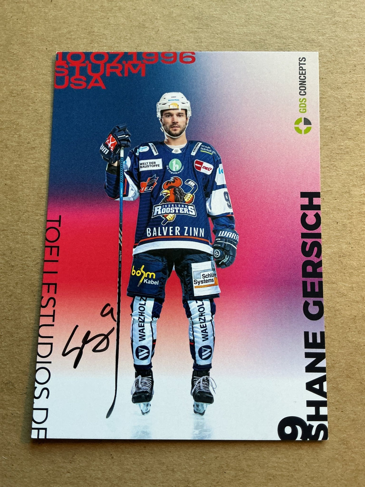 Shane Gersich, USA 🇺🇸 Iserlohn Roosters 2024/25 hand signed - Autographs-World
