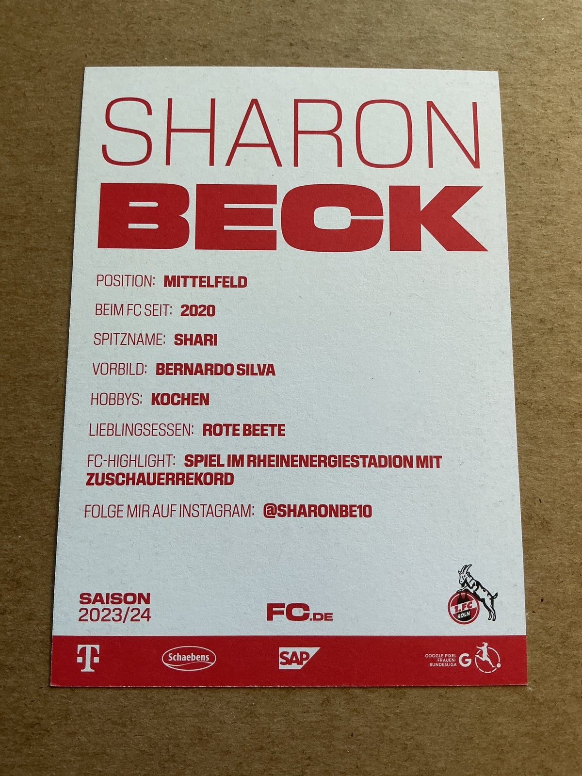 Sharon Beck, Israel 🇮🇱 1.FC Köln 2023/24 hand signed - Autographs-World