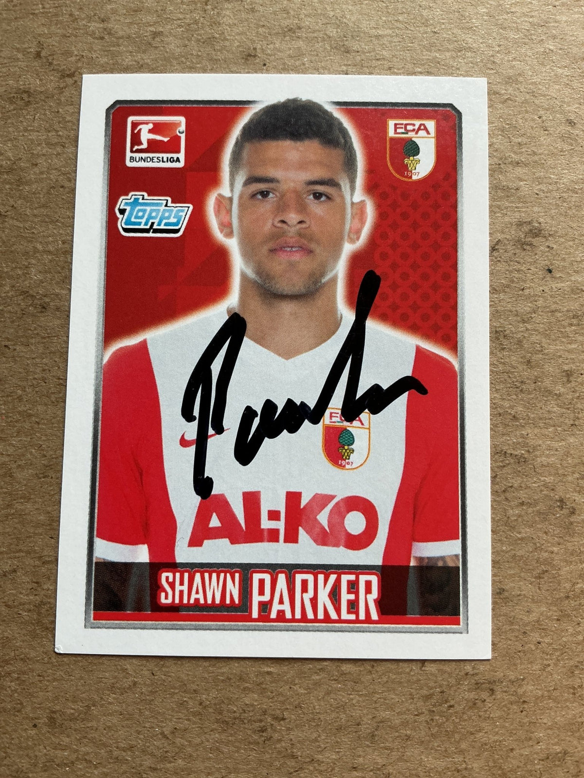 Shawn Parker, Germany 🇩🇪 FC Augsburg 2014/15 Topps hand signed - Autographs-World
