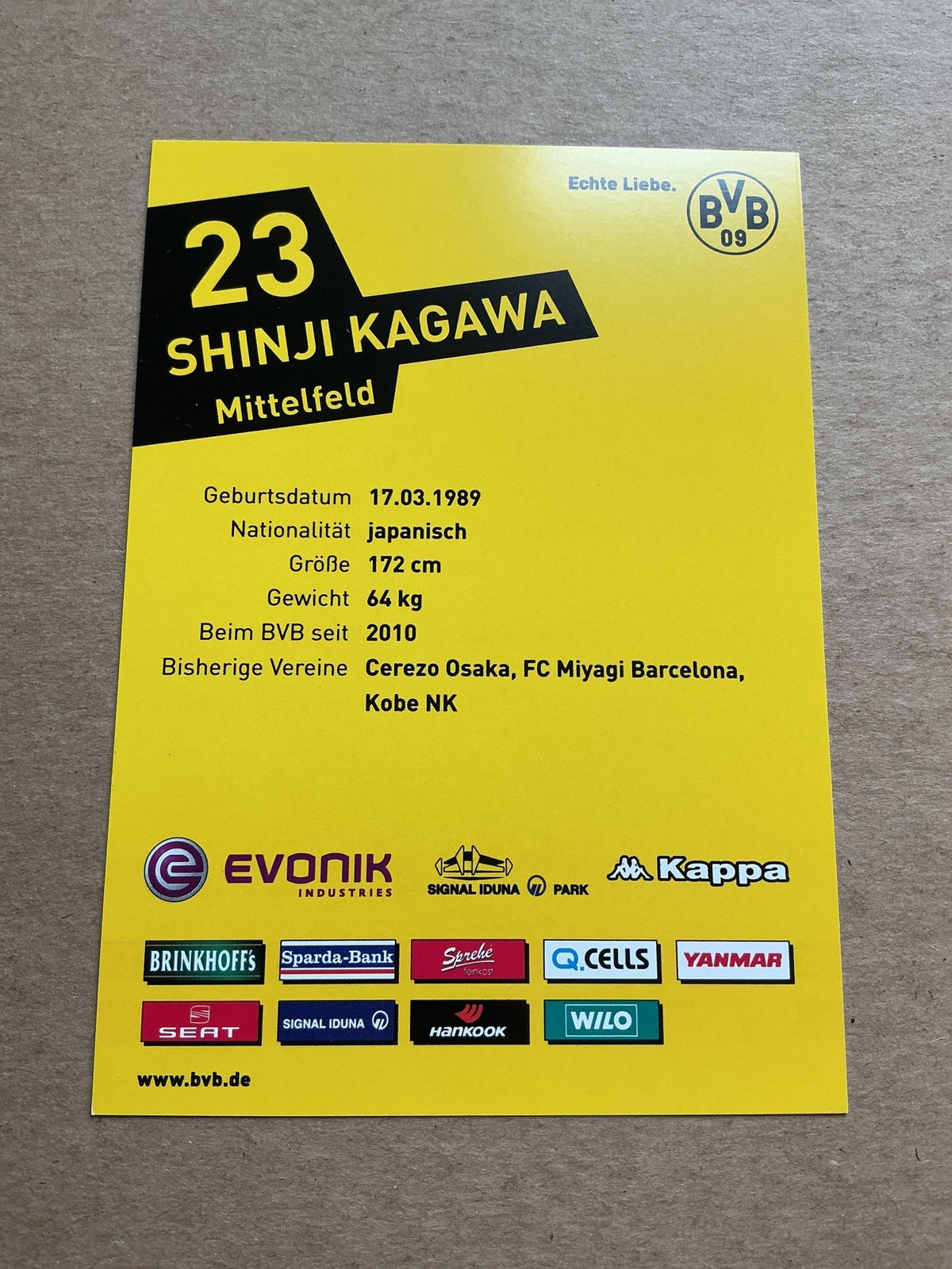 Shinji Kagawa, Japan 🇯🇵 Borussia Dortmund 2011/12 hand signed - Autographs-World