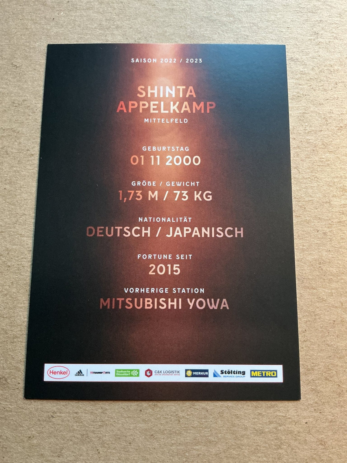 Shinta Appelkamp, Japan 🇯🇵 Fortuna Düsseldorf 2022/23 hand signed - Autographs-World