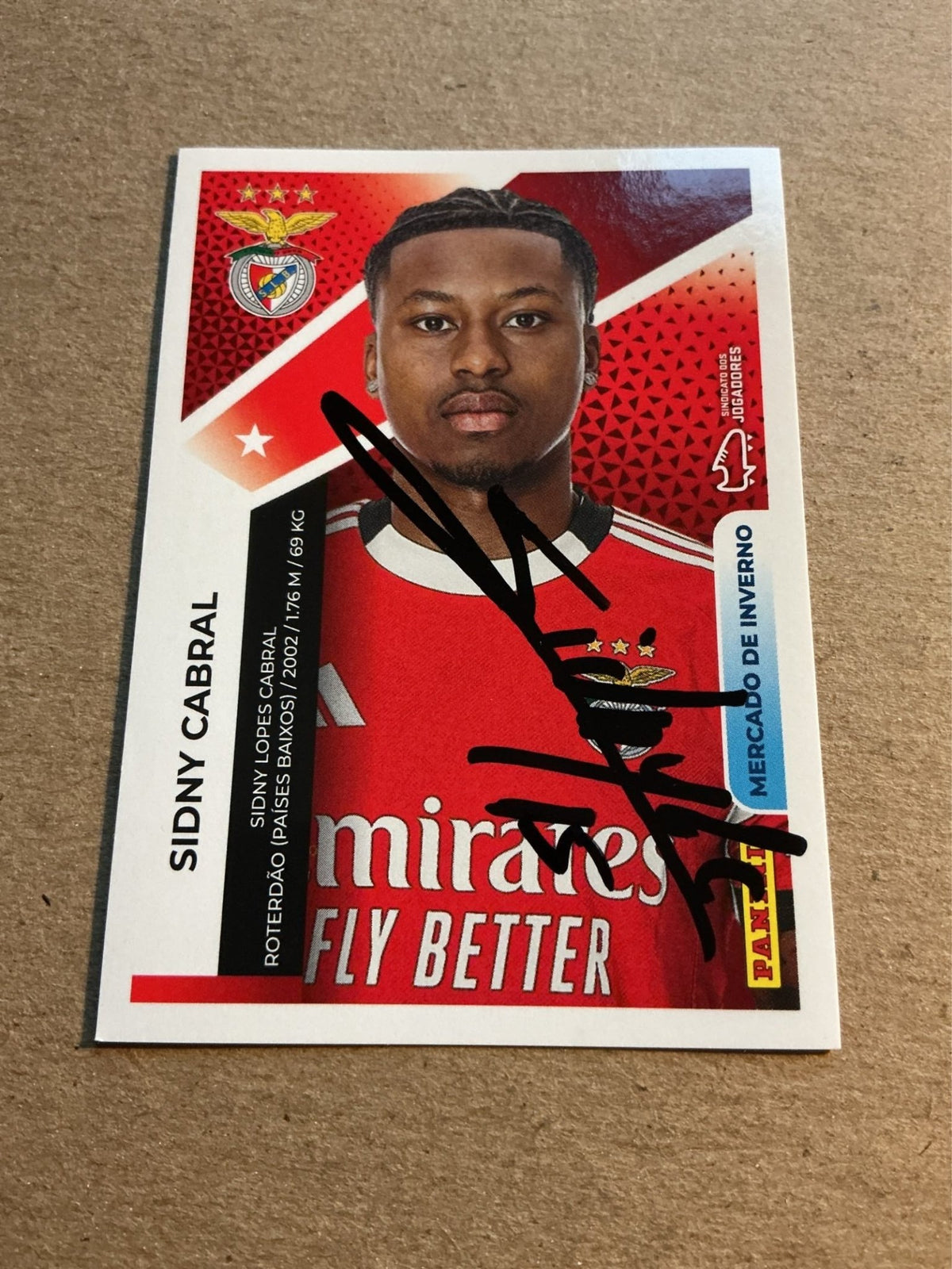 Sidny Lopes Cabral, Cape Verde 🇨🇻 SL Benfica 2025/26 Panini hand signed - Autographs-World