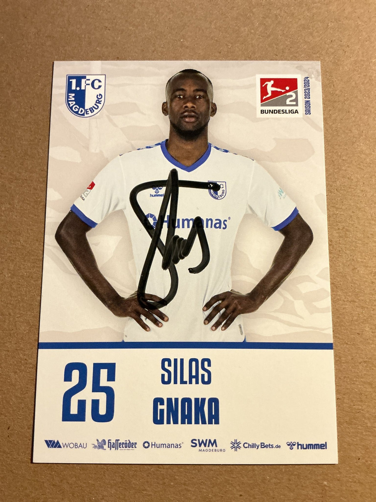 Silas Gnaka, Ivory Coast 🇨🇮 1.FC Magdeburg 2023/24 hand signed - Autographs-World