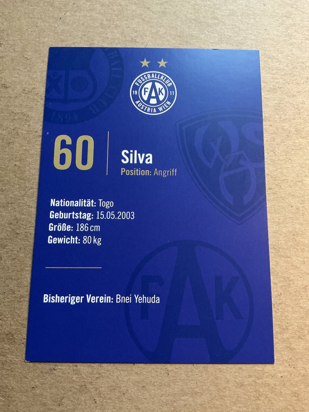 Silva, Togo 🇹🇬 FK Austria Wien 2023/24 hand signed - Autographs-World