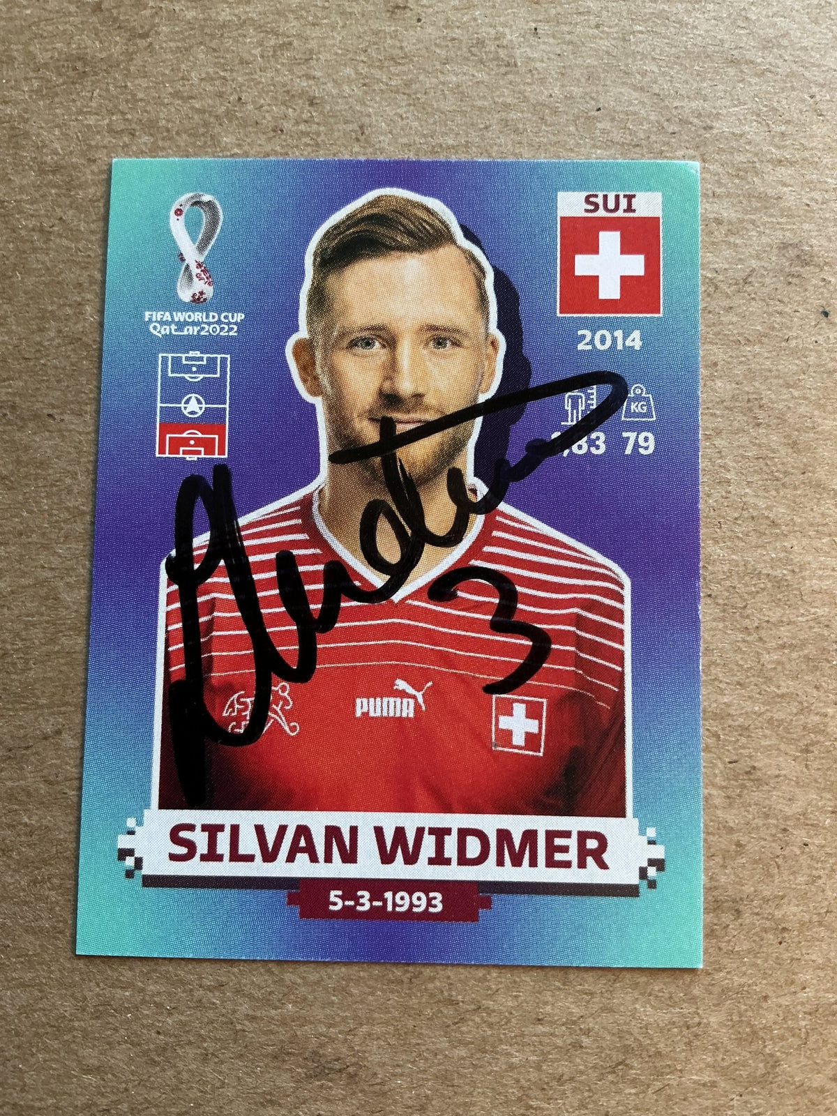 Silvan Widmer, Switzerland 🇨🇭 FIFA World Cup 2022 Panini hand signed - Autographs-World