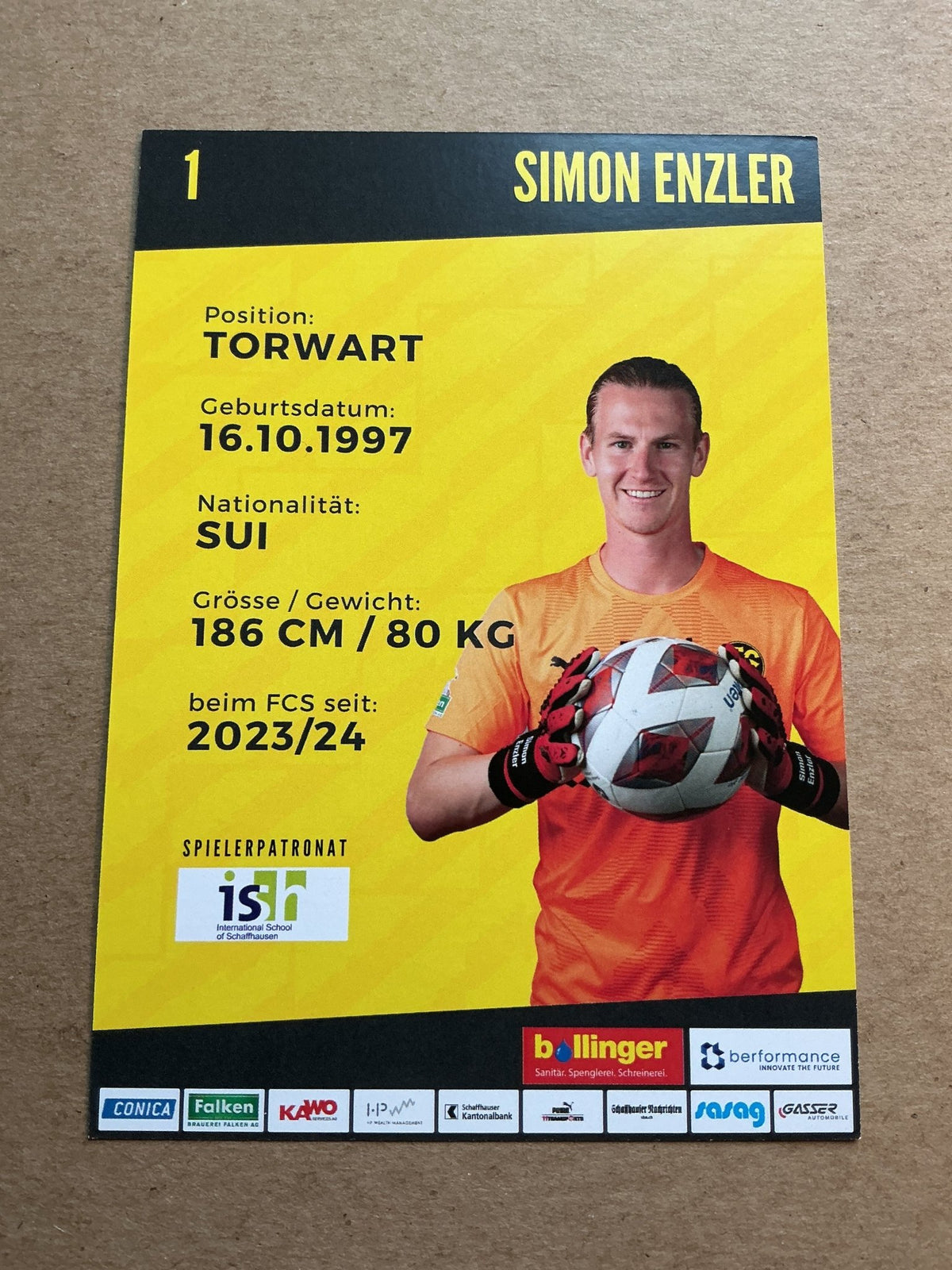 Simon Enzler, Switzerland 🇨🇭 FC Schaffhausen 2023/24 hand signed - Autographs-World