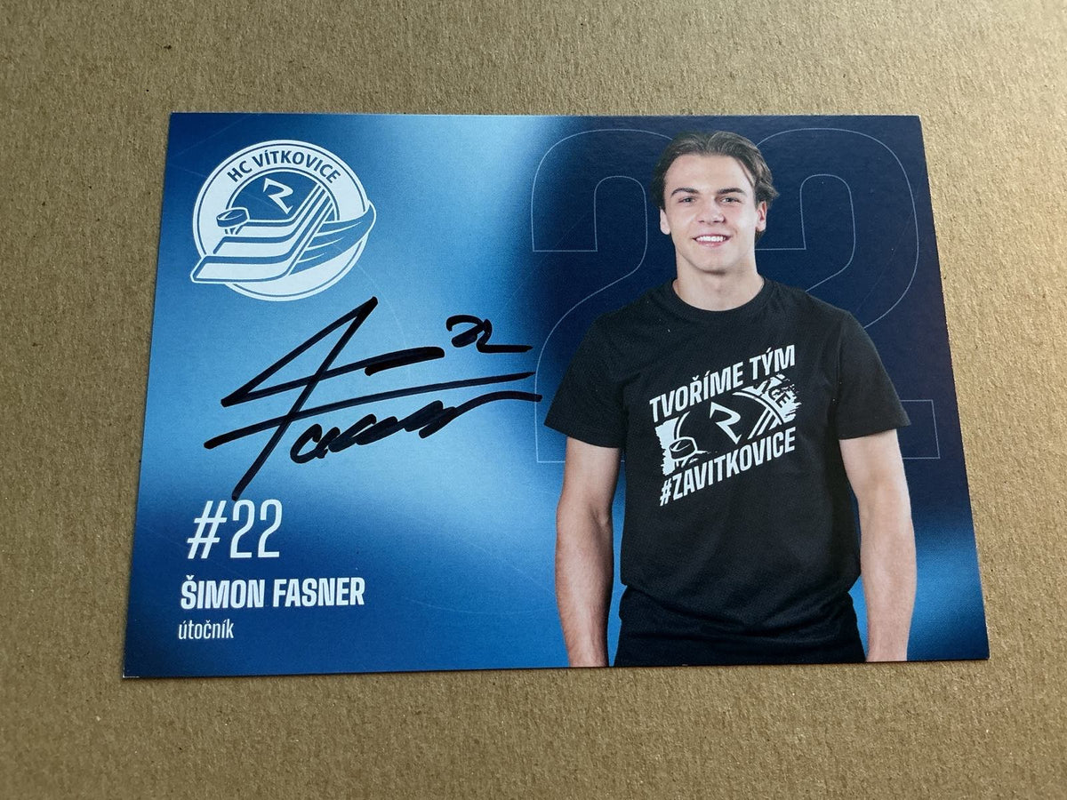 Šimon Fasner, Czech Republic 🇨🇿 HC Vítkovice 2025/26 hand signed - Autographs-World