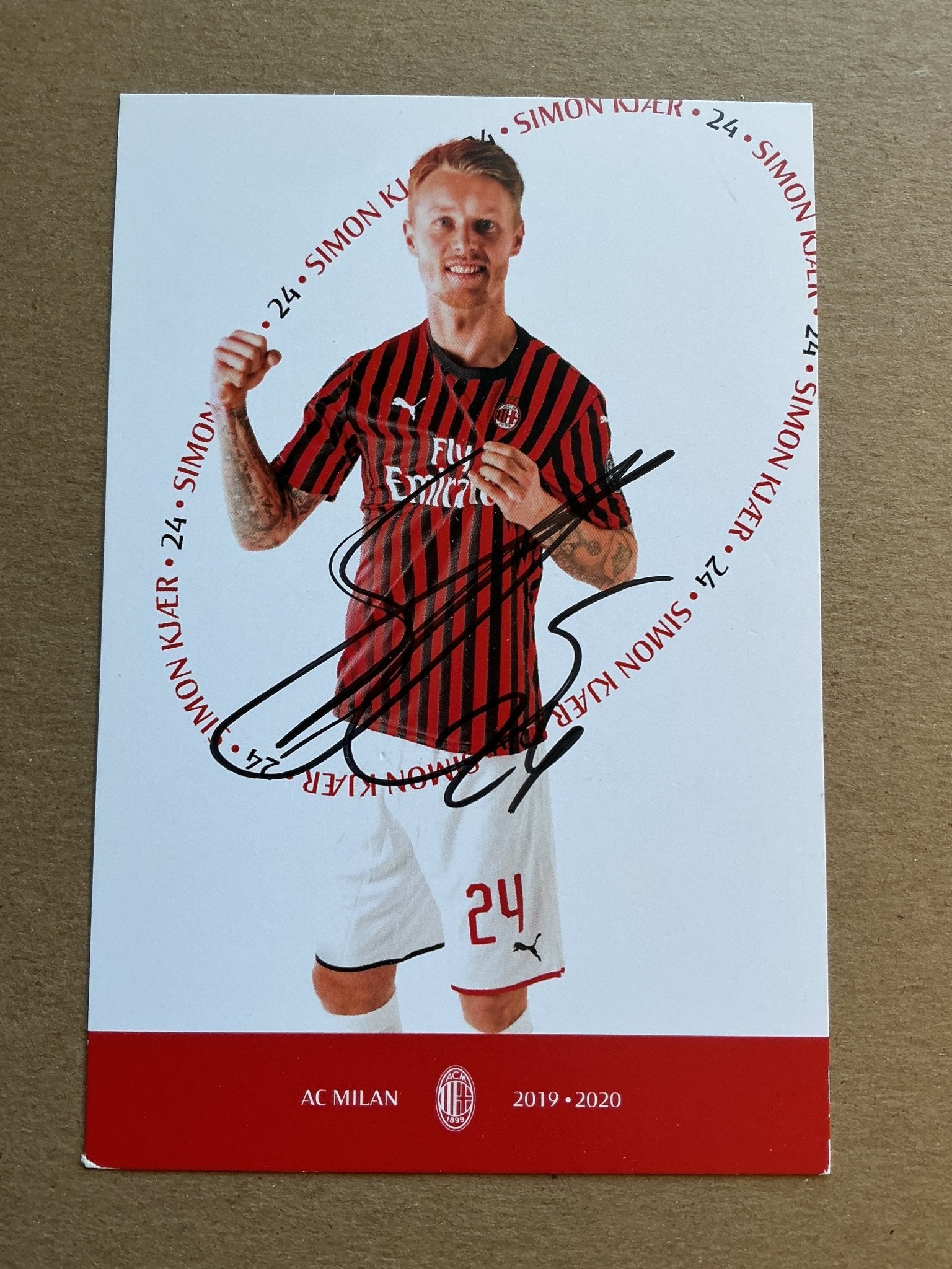 Simon Kjær, Denmark 🇩🇰 AC Milan 2019/20 hand signed - Autographs-World