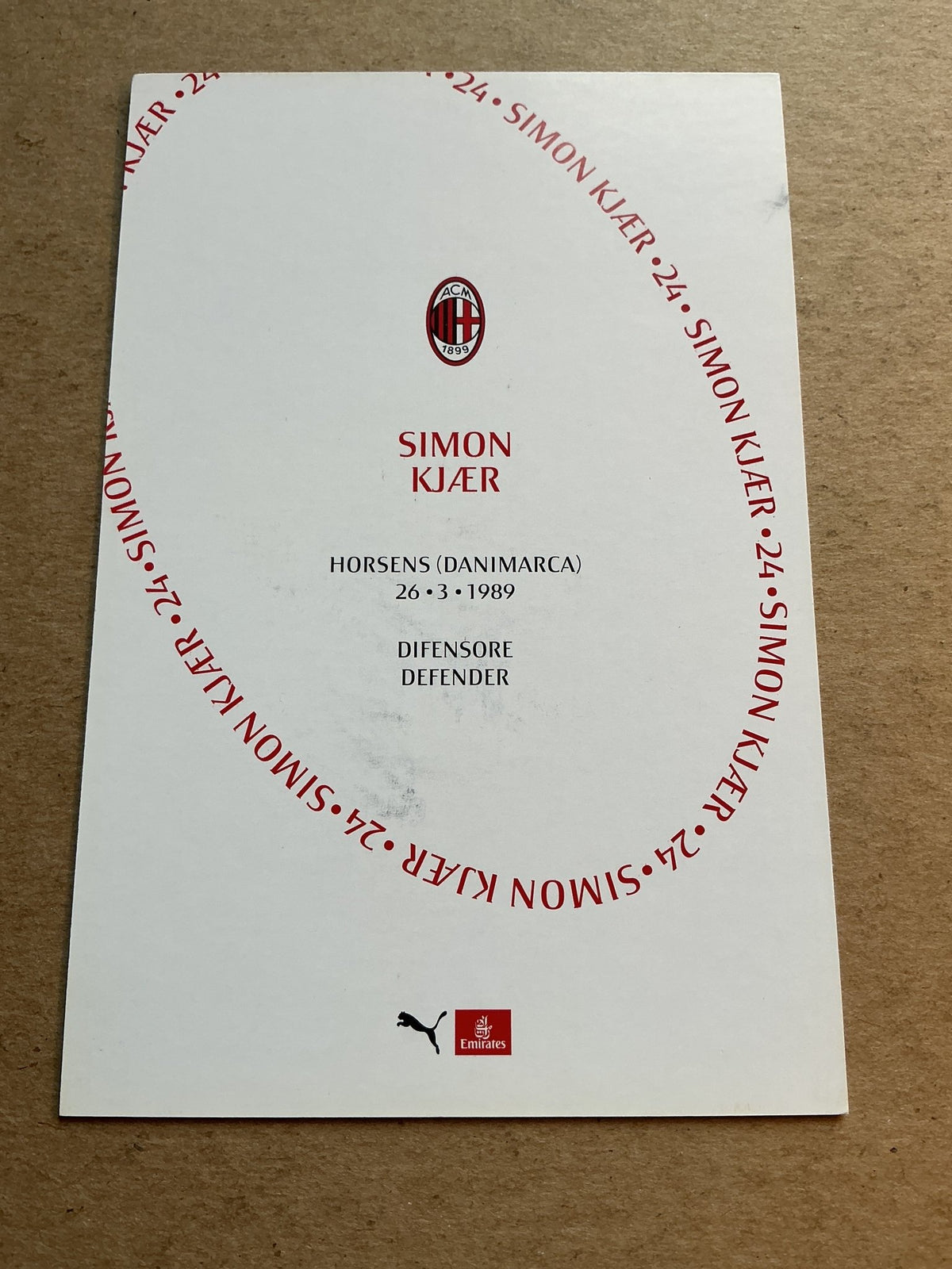 Simon Kjær, Denmark 🇩🇰 AC Milan 2020/21 hand signed - Autographs-World