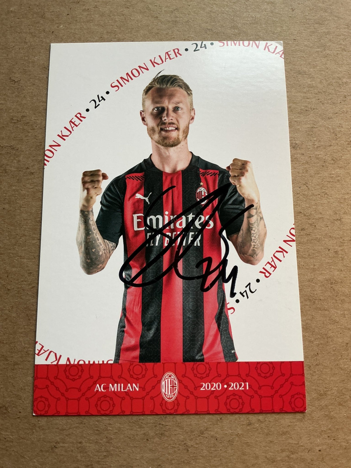 Simon Kjær, Denmark 🇩🇰 AC Milan 2020/21 hand signed - Autographs-World